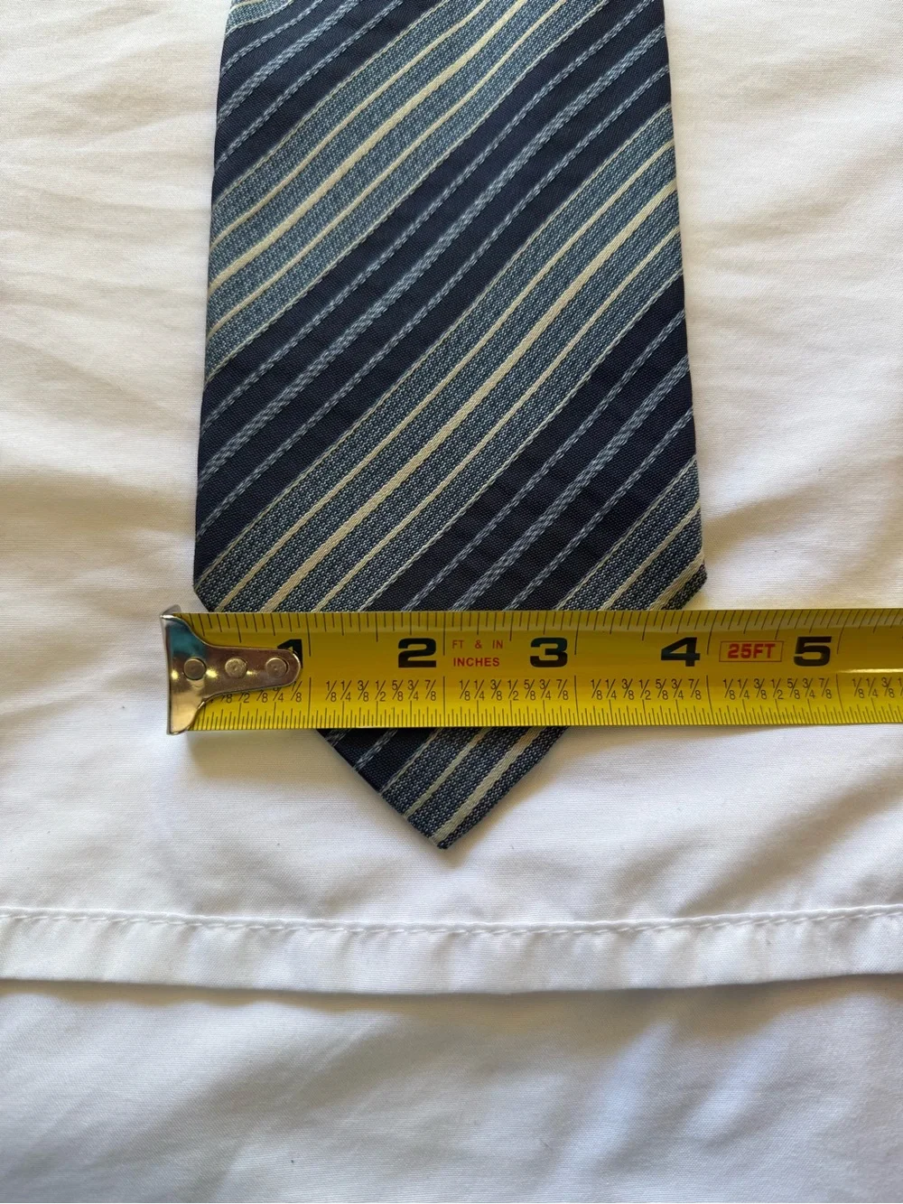 Yves Saint Laurent Pair of Striped Silk Ties in Yellow and Navy